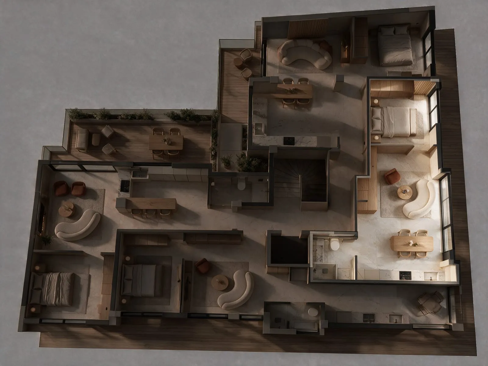 Floor plan with apartment A3 lit