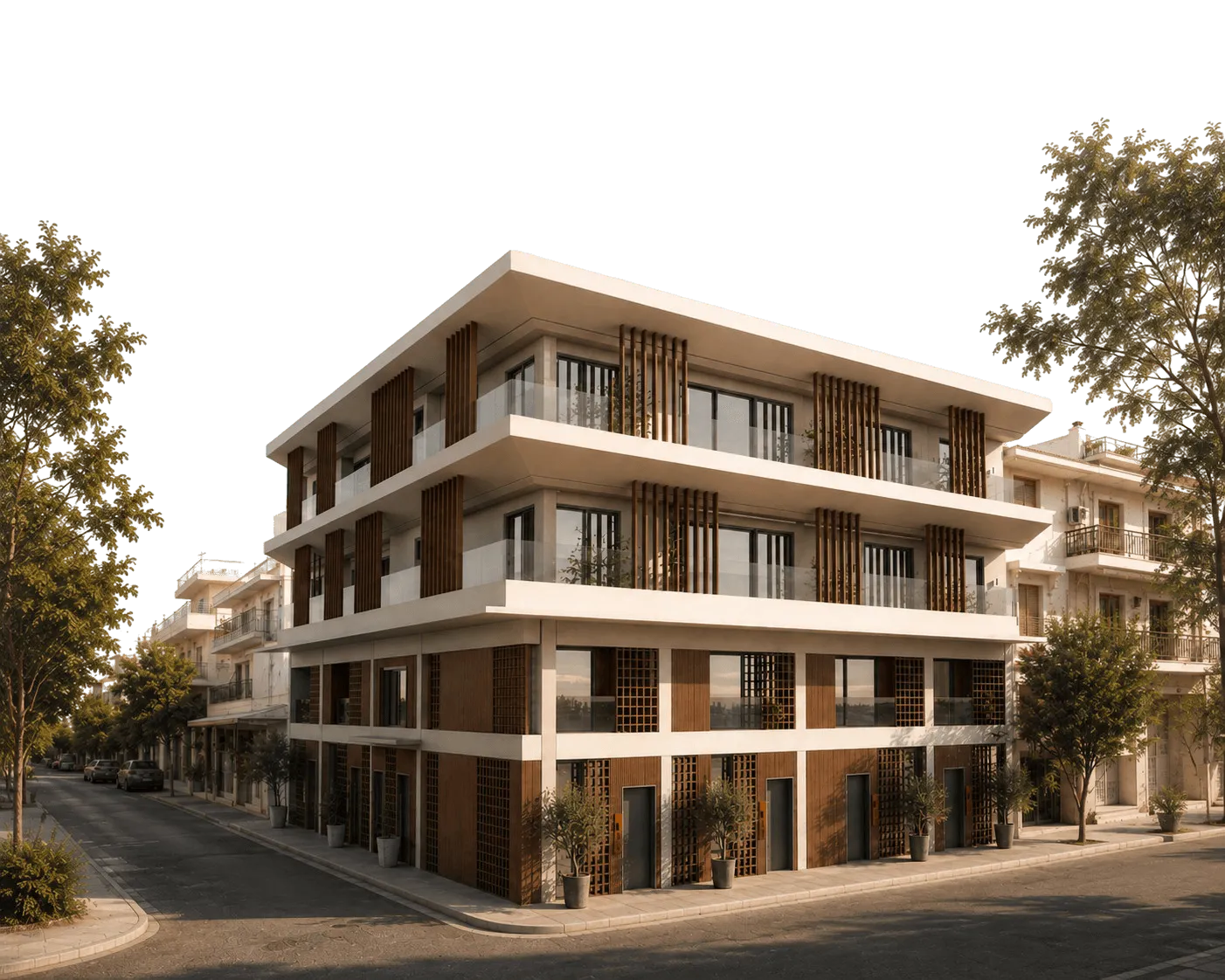 Render of the new apartment building seen from the street