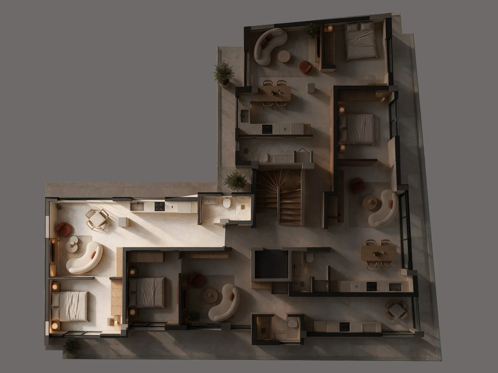 Floor plan with apartment B1 lit