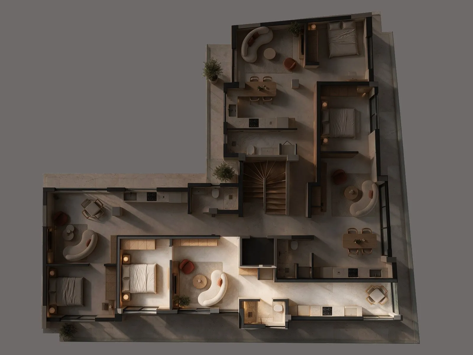 Floor plan with apartment B2 lit