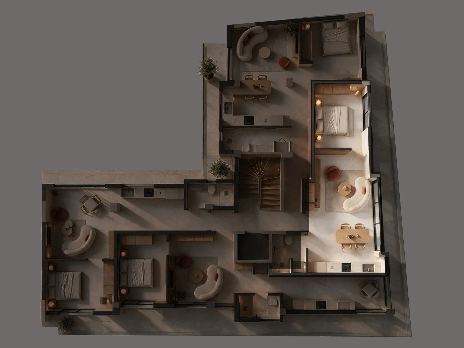 Floor plan with apartment B3 lit