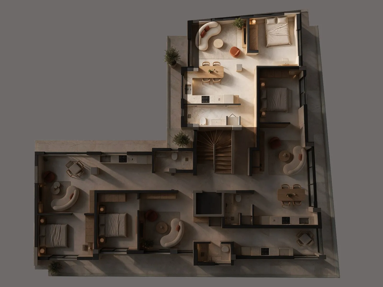 Floor plan with apartment B4 lit